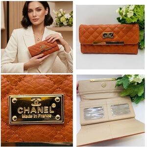 Fashion Women’s Long Wallet Quilted Cognac Bifold